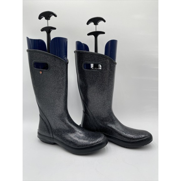 NWOB Bogs Women's Rainboot Glitter Print Waterproof Rain Boot, Black Size 10 - Picture 1 of 8